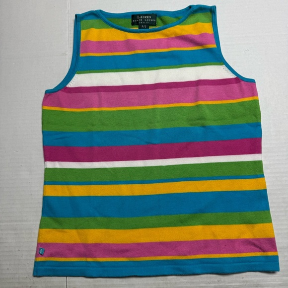 Lauren Ralph Lauren Tops - Vintage 80s-90s Lauren Ralph Lauren Petite Striped Sleeveless Knit Top Size: P/S